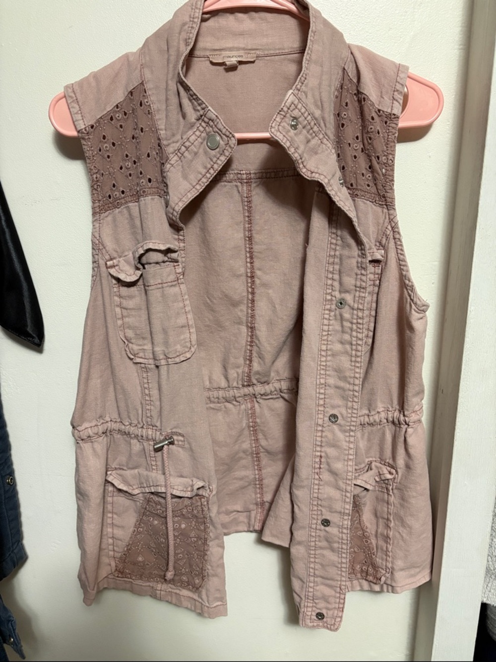 Maurices Eyelet-Trim Utility Vest in Blush